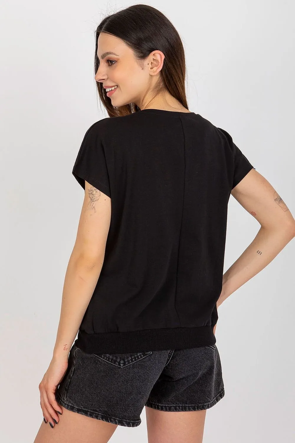9 hearts Forever Love Print Black Tee