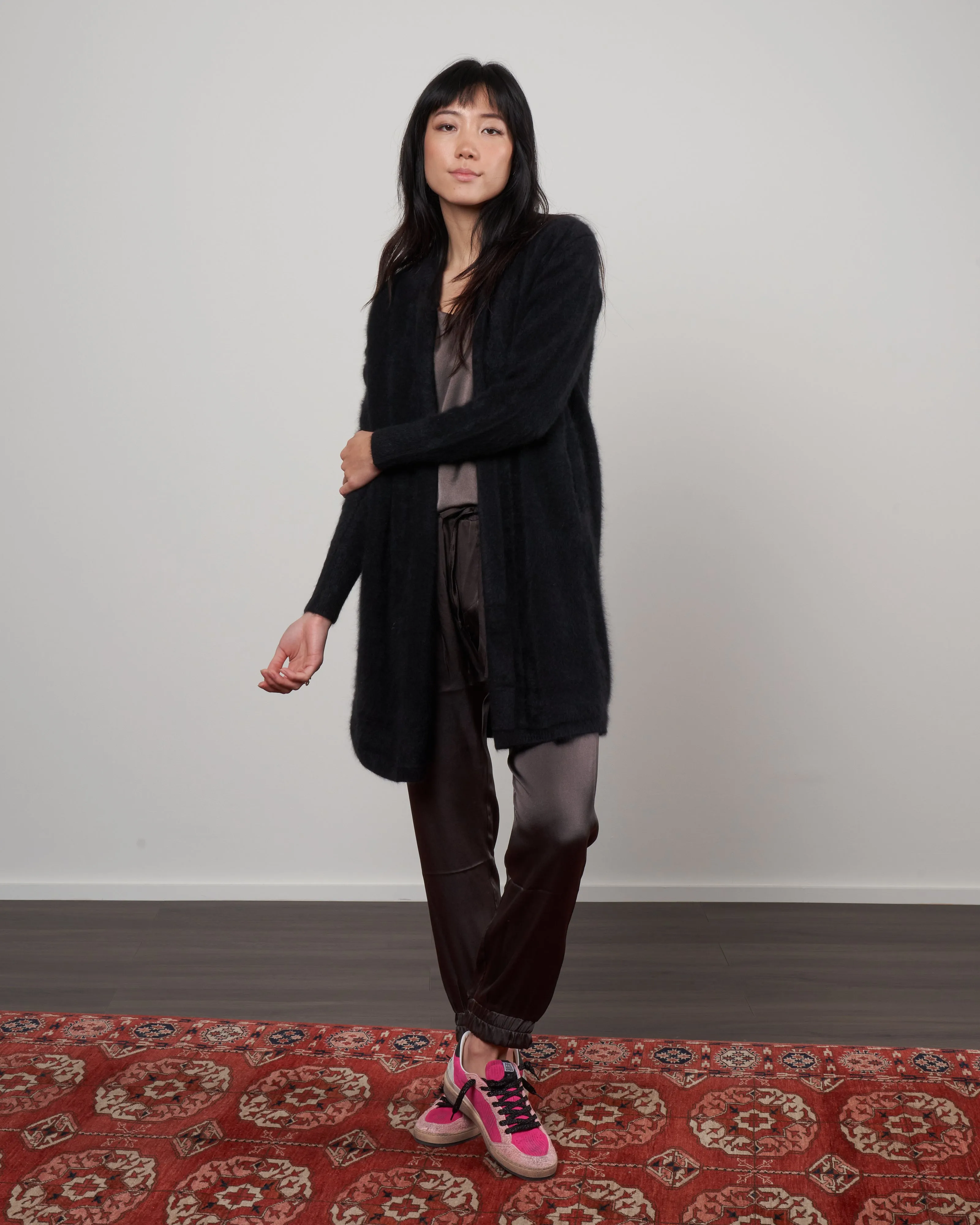 cashmere sweater coat - black