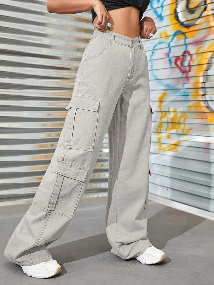 Denim Flap Pocket Cargo Jeans