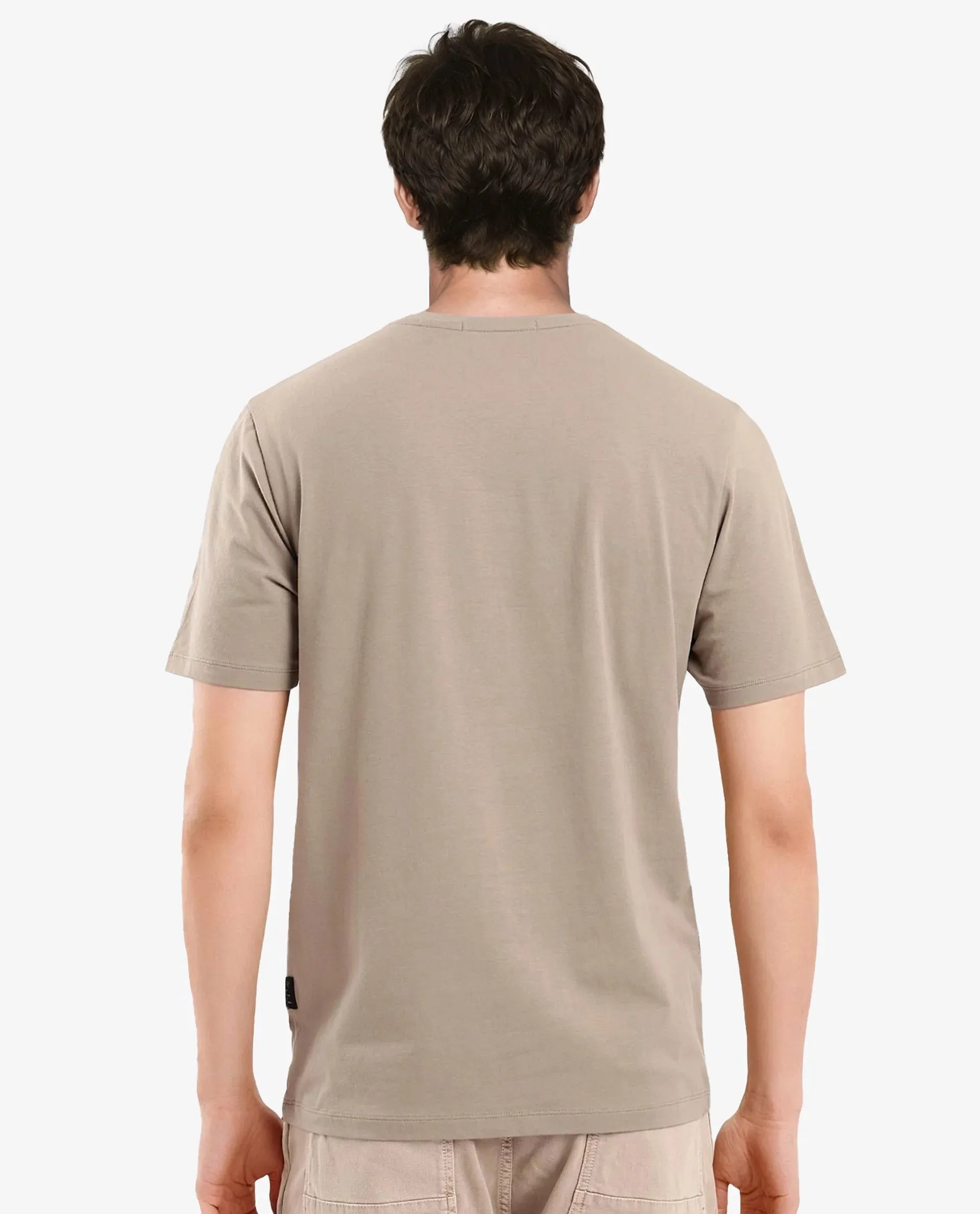 Rare Rabbit Men Jaceb Dusky Green Cotton Lycra Fabric Short Sleeve Crew Neck Regular Fit Graphic Print T-Shirt