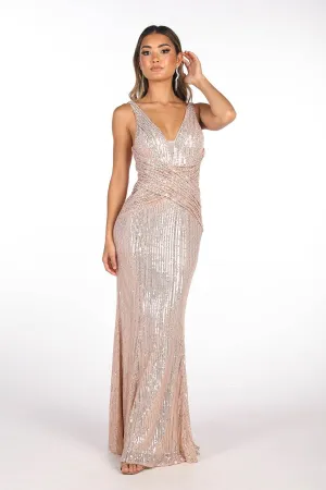 Sierra Sequin Gown in Rose Gold